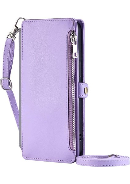 Nokia 2.4 Için Crossbody Durumda Rfıd Engelleme Durumda Cüzdan Fermuar Faturaları Yuvası (Yurt Dışından)