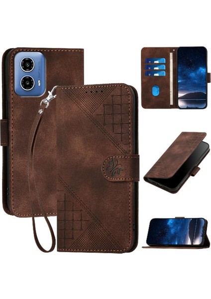 Motorola Moto G34 ve Ayrılabilir El ile Kredi Kartı Yuvası Için Flip Case (Yurt Dışından)