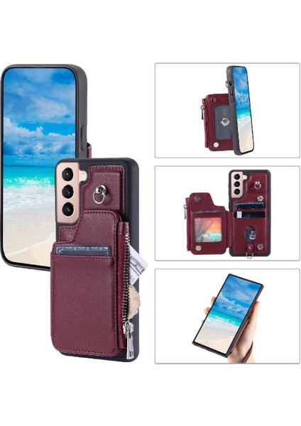 Samsung Galaxy S21 Rfıd Engelleme 3 Büyük Kart Pu Deri Cüzdan Kılıf (Yurt Dışından)