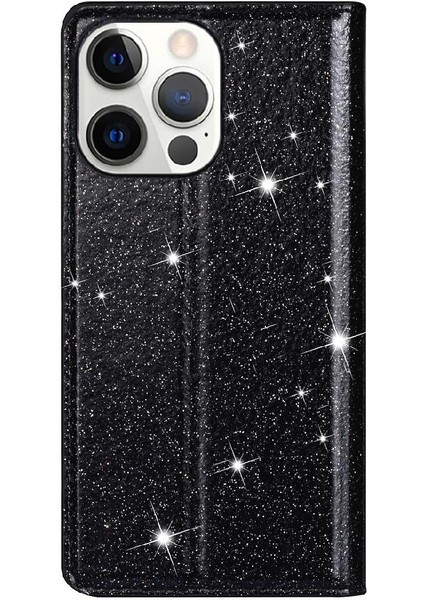 IPhone 14 Için Glitter Flip Case Pro Manyetik Kapatma Pu Deri Kart Çevirme (Yurt Dışından)