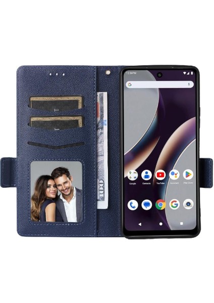 Blu G54 Yan Toka Pu Deri Manyetik Cüzdan Kart Yuvaları Için Flip Case (Yurt Dışından)