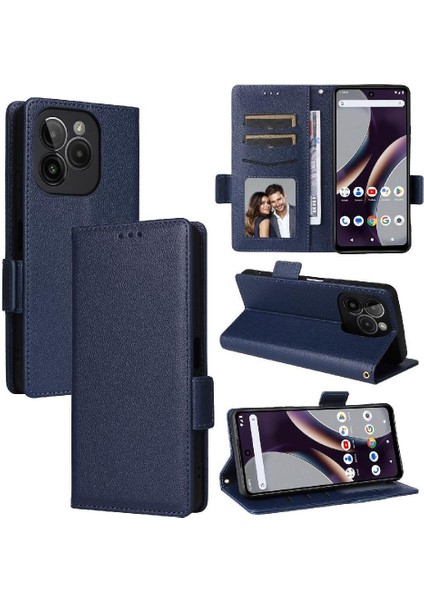 Blu G54 Yan Toka Pu Deri Manyetik Cüzdan Kart Yuvaları Için Flip Case (Yurt Dışından)