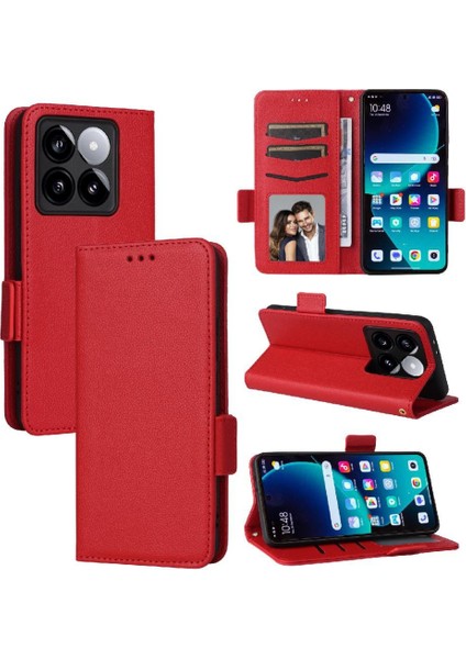 Xiaomi 14T Manyetik Pu Deri Yan Toka Cüzdan Kart Yuvaları Için Flip Case (Yurt Dışından)