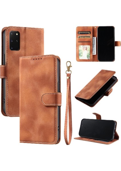 Samsung Galaxy S20 Artı Kickstand Bilek Kayışı Manyetik Pu Için Flip Case (Yurt Dışından)