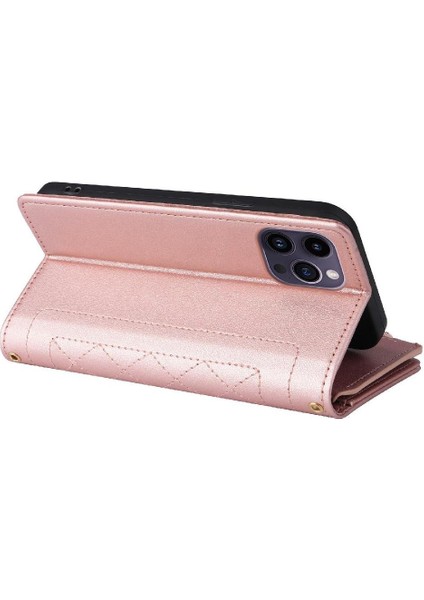 IPhone 14 Için Flip Case Pro Darbeye Cüzdan Kayış Kart Yuvaları (Yurt Dışından)