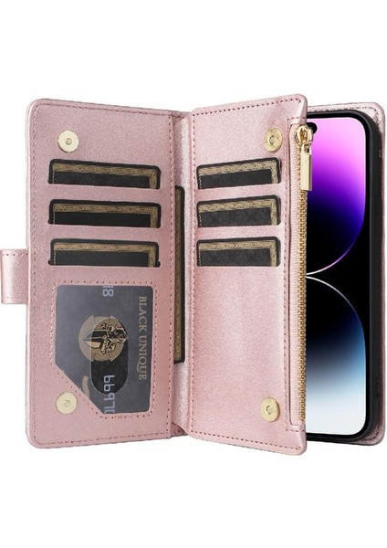 IPhone 14 Için Flip Case Pro Darbeye Cüzdan Kayış Kart Yuvaları (Yurt Dışından)