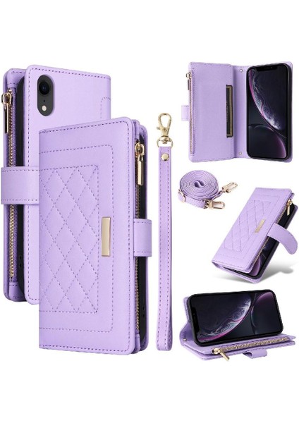 IPhone Xr Darbeye Dayanıklı Kayış Kart Yuvaları Cüzdan Için Flip Case (Yurt Dışından)