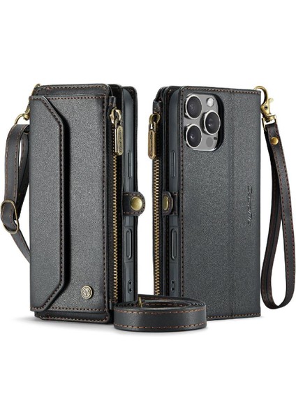 IPhone 16 Için Crossbody Durumda Pro Max Rfıd Engelleme Durumda Cüzdan Kart Tutucu (Yurt Dışından)