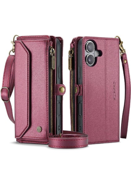 IPhone 16 Için Crossbody Durumda Artı Kart Tutucu Kılıf Cüzdan Cüzdan Kılıf Için (Yurt Dışından)