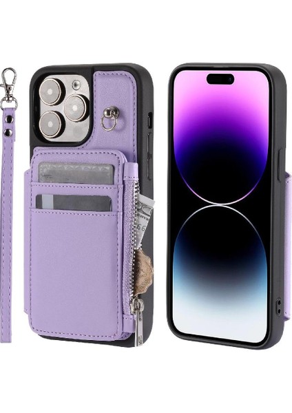 Cüzdan Kılıf IPhone 14 Pro Pu Deri 3 Büyük Kart Flip Folio Kılıf Rfıd (Yurt Dışından)