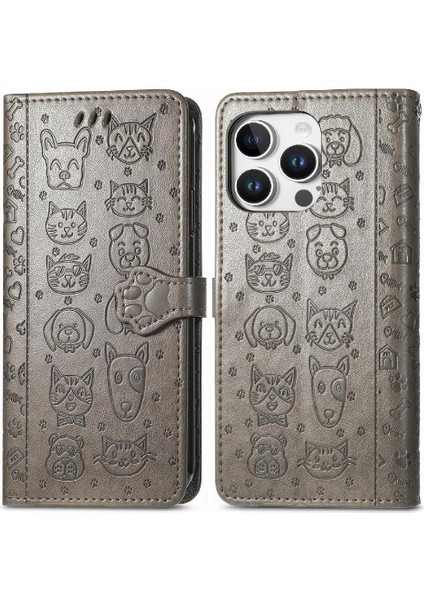 IPhone 16 Için Kılıf Pro Max Kısa Kayış Darbeye Karikatür Hayvanlar Flip (Yurt Dışından)