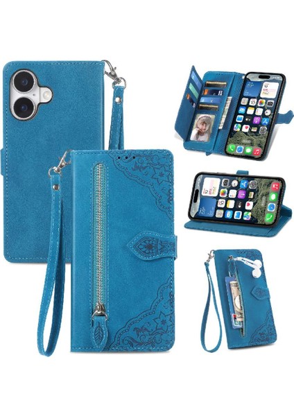 IPhone 16 Için Flip Case Fermuar Tarzı Çoklu Kart Yuvası Çok Renkli (Yurt Dışından)