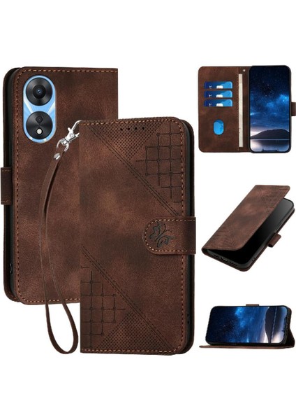 Oppo A78 4g Kabartmalı Kelebek Yüksek Kaliteli Deri Telefon Için Flip Case (Yurt Dışından)
