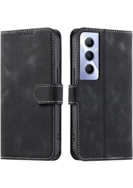 Realme C65 4g Cüzdan Kart Yuvaları Için Flip Case Bilek Kayışı Pu Deri (Yurt Dışından)