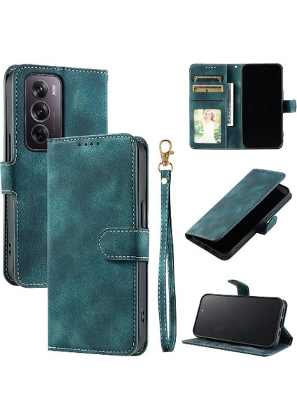 Oppo Oppo 12 Pro 5g Için Flip Case Manyetik Bilek Kayışı Pu Deri Cüzdan (Yurt Dışından)