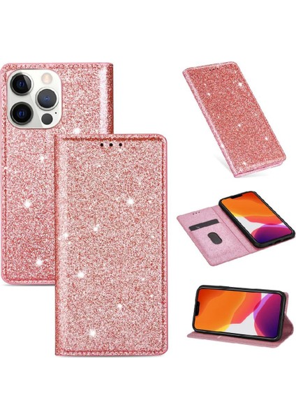 IPhone 13 Için Glitter Flip Case Pro Max Flip Case Cüzdan Pu Deri Kart (Yurt Dışından)