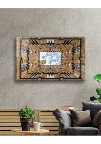 Teknoo- Kahverengi Renkli Pencereli Geometrik Cam Tablo, , Dayanıklı Cam fiyatları