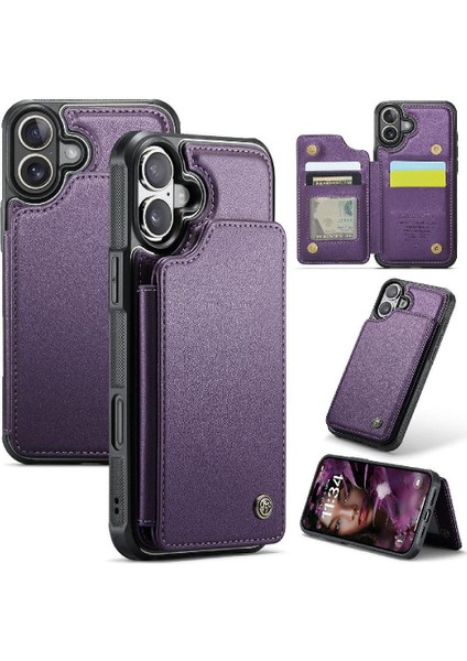 IPhone 16 Için Flip Case Kart Tutucu Rfıd Engelleme Ince Darbeye Durumda Pu (Yurt Dışından)