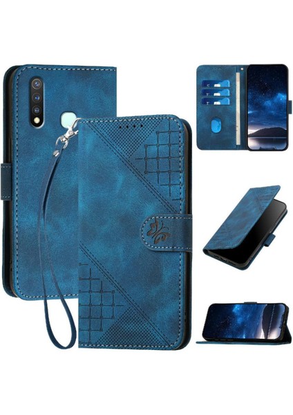 Ayrılabilir El Kayışı Kabartmalı Kelebek ve Vıvo Y19 Için Flip Case (Yurt Dışından)