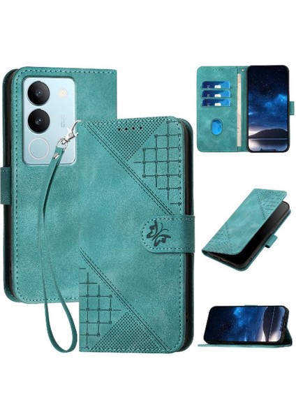 Vıvo V29 5g Için Ayrılabilir El Kayışı Kabartmalı Kelebek ile Flip Case (Yurt Dışından)