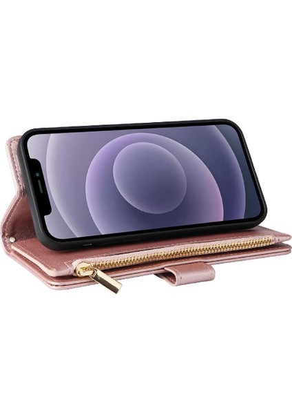 IPhone 12 Kart Yuvaları Için Flip Case Kayış Cüzdan Darbeye (Yurt Dışından)