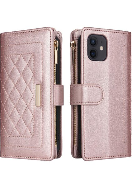 IPhone 12 Kart Yuvaları Için Flip Case Kayış Cüzdan Darbeye (Yurt Dışından)