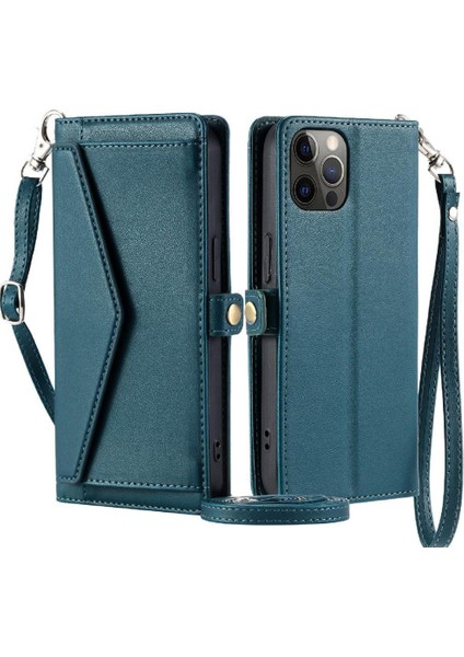 Cüzdan Crossbody Kılıf IPhone 12 Pro Max Kart Tutucu Fermuar Faturaları Yuvası (Yurt Dışından)