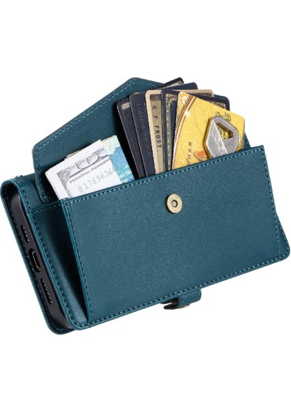 Cüzdan Crossbody Kılıf IPhone 12 Pro Max Kart Tutucu Fermuar Faturaları Yuvası (Yurt Dışından)