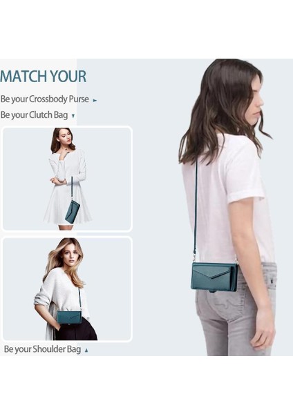 Cüzdan Crossbody Kılıf IPhone 12 Pro Max Kart Tutucu Fermuar Faturaları Yuvası (Yurt Dışından)
