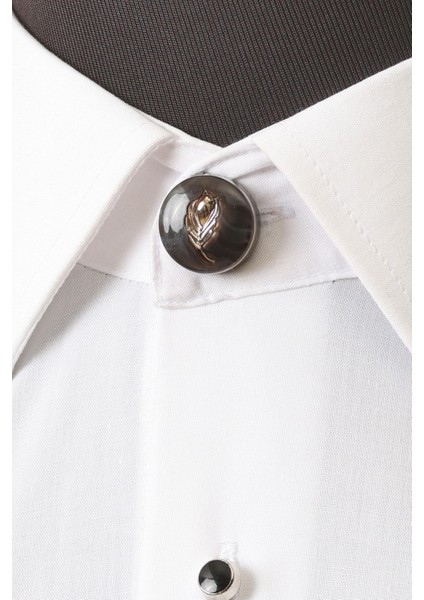 Siyah Yaprak Desenli Zincirli Ceket Yaka & Gömlek Düğme Broşu indirimleri