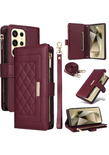 Samsung Galaxy S24 Ultra Cüzdan Kayış Darbeye Kart Yuvaları Için Flip Case (Yurt Dışından)
