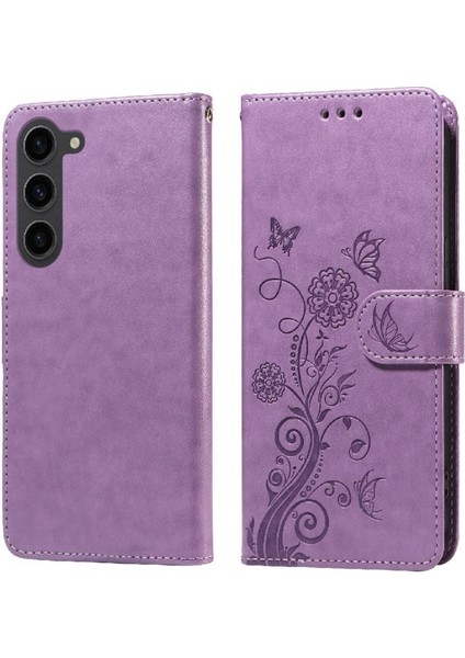 Samsung Galaxy S23 Deri Flip Kart Yuvaları Çiçek Için Flip Case (Yurt Dışından)