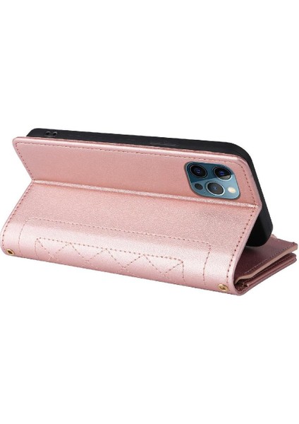 IPhone 12 Için Flip Case Pro Max Cüzdan Kart Yuvaları Kayış Darbeye (Yurt Dışından)