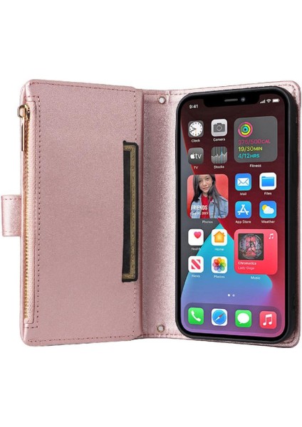 IPhone 12 Için Flip Case Pro Max Cüzdan Kart Yuvaları Kayış Darbeye (Yurt Dışından)