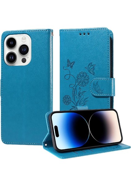 IPhone 14 Için Flip Case Pro Max Cardyuvaları Çiçek Flip Deri (Yurt Dışından)