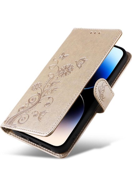 IPhone 14 Için Flip Case Pro Max Cardyuvaları Çiçek Flip Deri (Yurt Dışından)