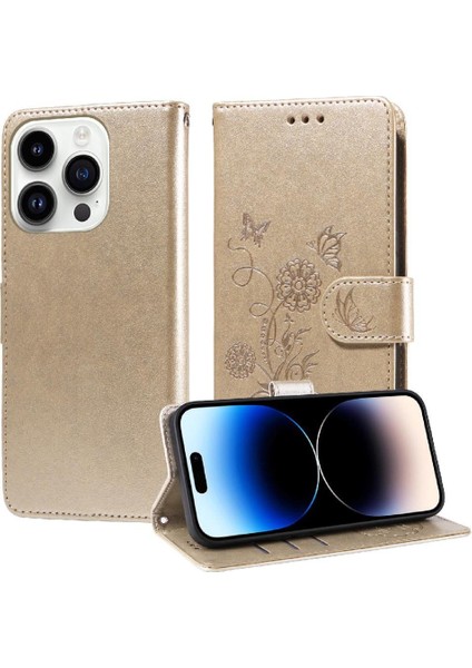 IPhone 14 Için Flip Case Pro Max Cardyuvaları Çiçek Flip Deri (Yurt Dışından)