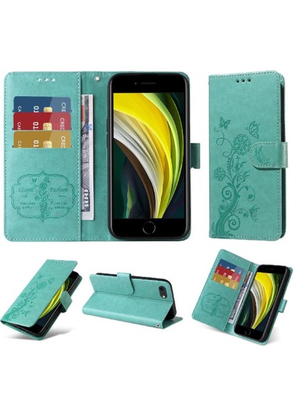 IPhone 7/8 Deri Çiçek Kart Yuvaları Flip Case (Yurt Dışından)