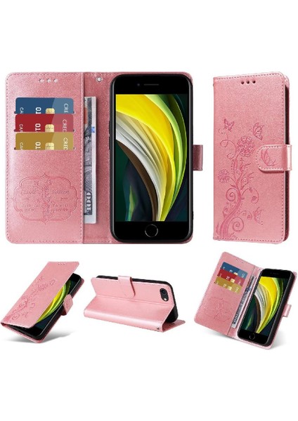 IPhone 7/8 Deri Çiçek Kart Yuvaları Flip Case (Yurt Dışından)