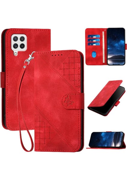 Ayrılabilir El Kayışı Kabartmalı Samsung Galaxy A22 4g Için Flip Case (Yurt Dışından)