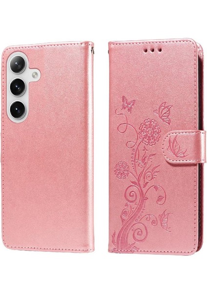 Samsung Galaxy S24 Artı Çiçek Kart Yuvaları Flip Deri Için Flip Case (Yurt Dışından)