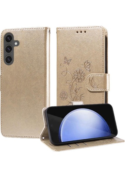 Samsung Galaxy S24 Fe Flip Cardyuvaları Çiçek Deri Için Flip Case (Yurt Dışından)