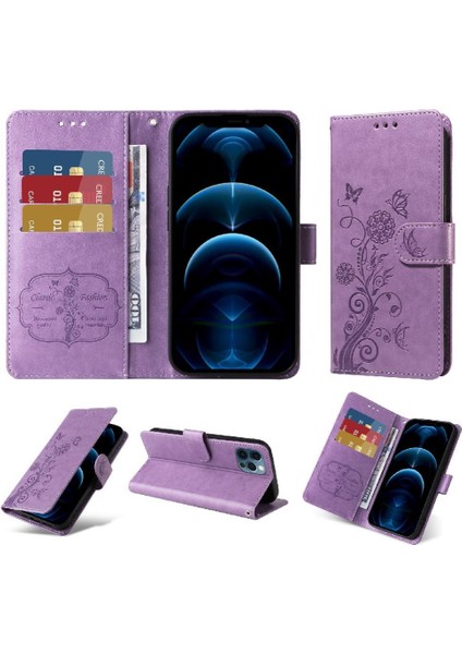 IPhone 13 Pro Max Cardyuvaları Çiçek Flip Deri Için Flip Case (Yurt Dışından)