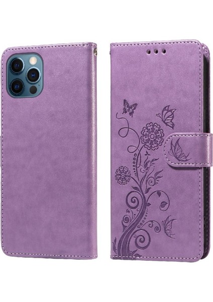 IPhone 12 Için Flip Case Çiçek Kart Yuvaları Flip Deri (Yurt Dışından)