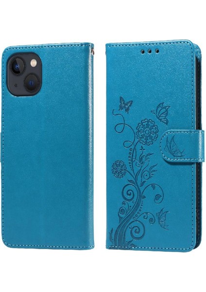 IPhone 14 Için Flip Case Artı Kart Yuvaları Deri Flip Çiçek (Yurt Dışından)