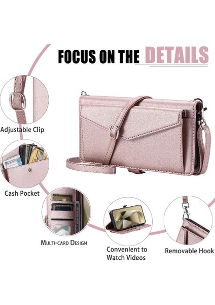 Cüzdan Crossbody Kılıf IPhone 12 Pro Max Kart Tutucu Fermuar Faturaları Yuvası (Yurt Dışından)