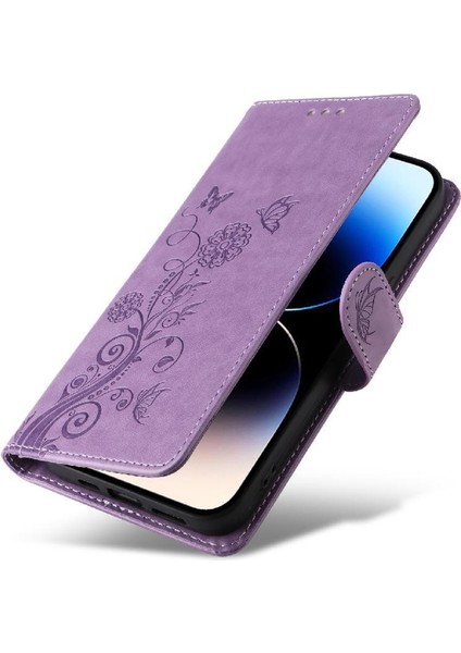 IPhone 14 Pro Çiçek Kart Yuvaları Flip Deri Için Flip Case (Yurt Dışından)