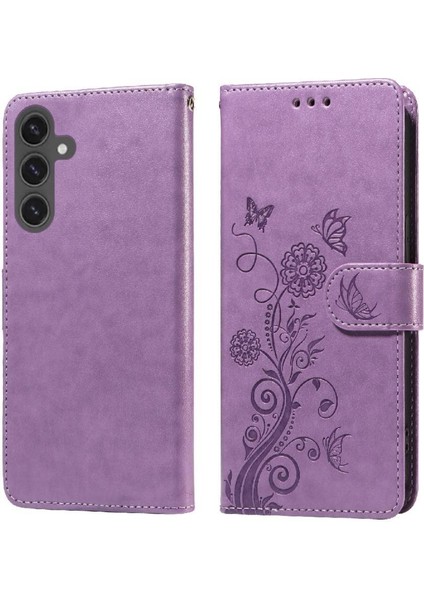 Samsung Galaxy S24 Fe Flip Cardyuvaları Çiçek Deri Için Flip Case (Yurt Dışından)
