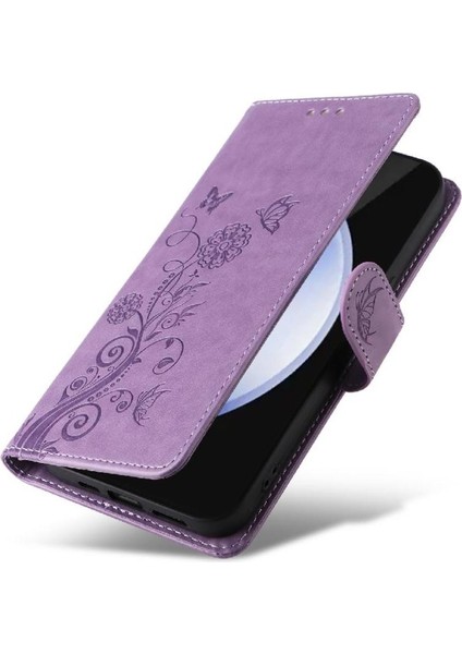 Samsung Galaxy S24 Fe Flip Cardyuvaları Çiçek Deri Için Flip Case (Yurt Dışından)