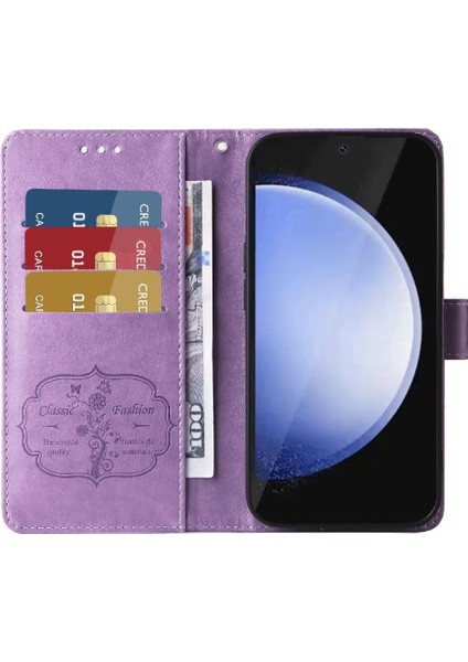 Samsung Galaxy S24 Fe Flip Cardyuvaları Çiçek Deri Için Flip Case (Yurt Dışından)